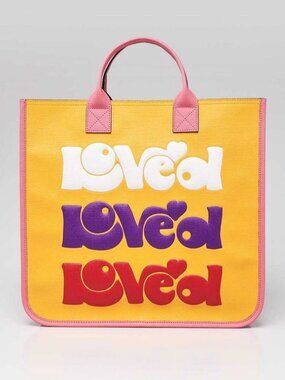 Gucci Pink/Yellow Coated Canvas Rainbow "Loved" Children's Tote Bag